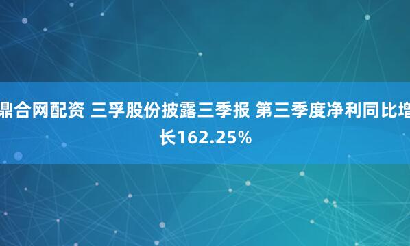 鼎合网配资 三孚股份披露三季报 第三季度净利同比增长162.25%